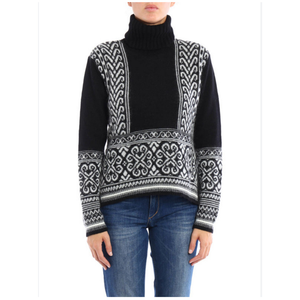 N°21 Jacquard Mohair Cropped High Low Black and White Sweater S